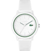 Lacoste Reloj 12.12 de silicona blanco para hombre con movimiento de cuarzo y cristal resistente a arañazos