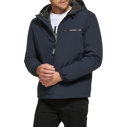 Chaqueta cortavientos de Calvin Klein para hombre con capucha, diseño versátil, resistente al agua y viento, ideal para clima frío