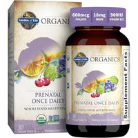 Garden of Life Organics Vitamina prenatal con ácido fólico, hierro, vitamina C, B6, B12, D3 orgánico y vegano