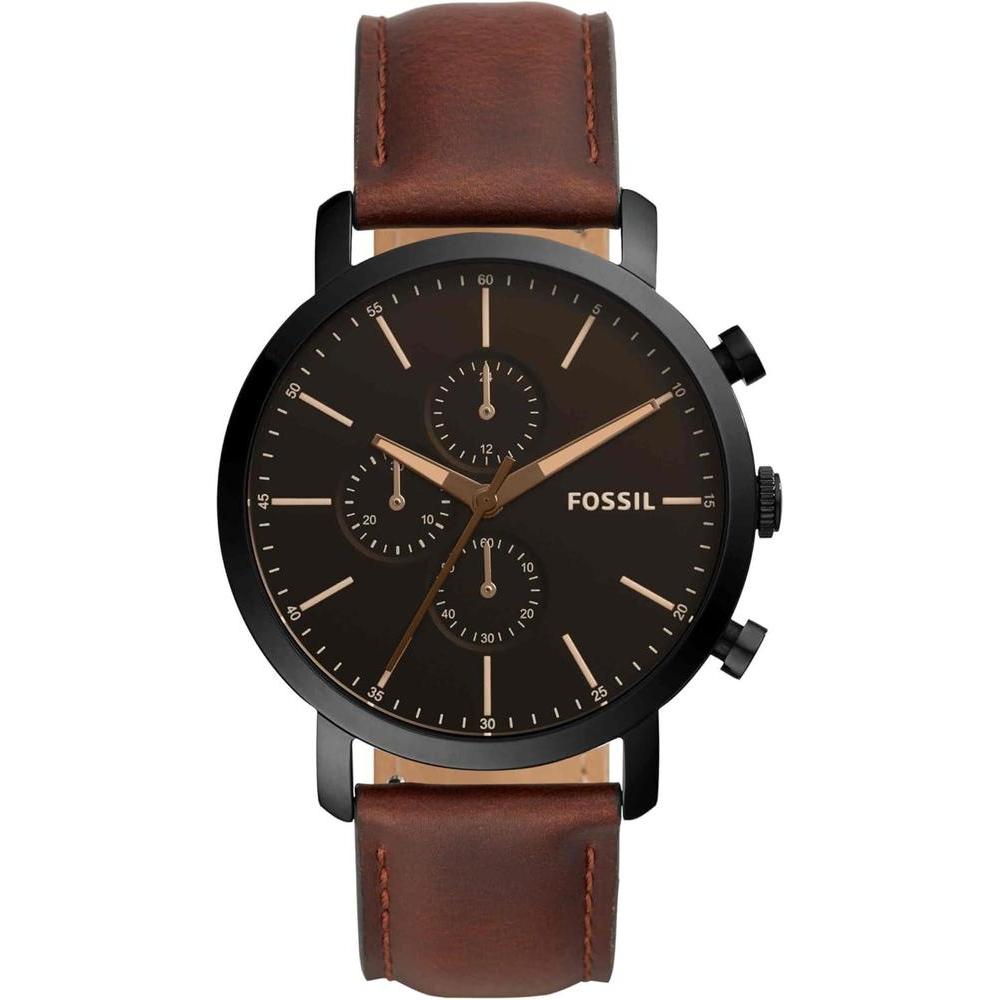 Reloj cronógrafo Luther de Fossil, cuero marrón, resistente al agua 5 ATM, cierre de hebilla, modelo BQ2461