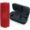 JBL Flip 7 Bluetooth Rojo con funda protectora divvi!, sonido potente, impermeable, resistente al polvo y golpes, tecnología AI Sound Boost
