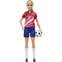 Barbie Muñeca Futbolista con Cola de Caballo Rubia, Uniforme #9, Calcetas Altas, Tacos y Balón