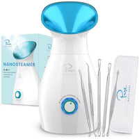 Pure Daily Care NanoSteamer Grande 3 en 1 Vaporizador Facial Nano Iónico con Control de Temperatura, Humidificador y Kit Adicional