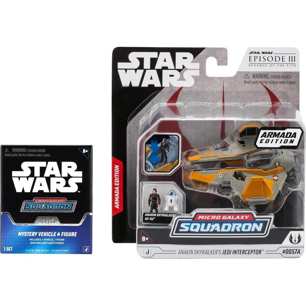 Paquete exclusivo Star Wars Micro Galaxy Squadron: Jedi Interceptor de Anakin con accesorios de figura y vehículo
