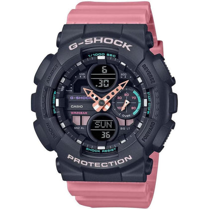 Reloj Casio Señoras G-Shock S-Series con Banda de Resina Rosa, Modelo GMAS140-4A, Analógico Digital