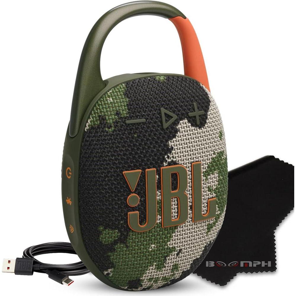 JBL Clip 5 Altavoz Bluetooth portátil IP67, batería duradera, compacto para interiores y exteriores, incluye cable USB-C