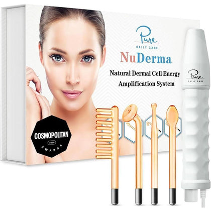 NuDerma - Máquina portátil de terapia de piel con aplicadores de neón, antienvejecimiento y estimulador de cabello y cuero cabelludo