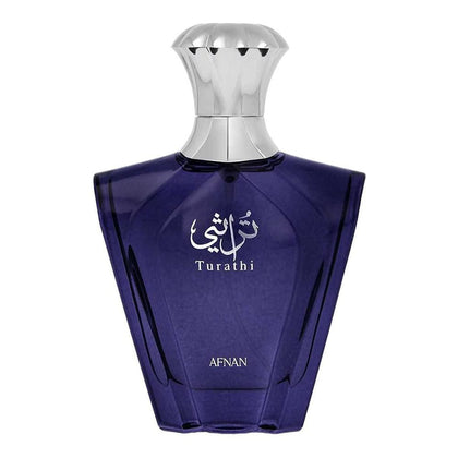 Afnan Turathi Blue Eau de Parfum Spray para hombre, fragancia almizcle amaderado ámbar con un toque picante, 90 ml