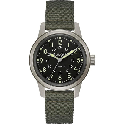 Bulova Militar Heritage Hack Veteran's Watchmaking Initiative, reloj automático de 3 manecillas con correa de cuero negro