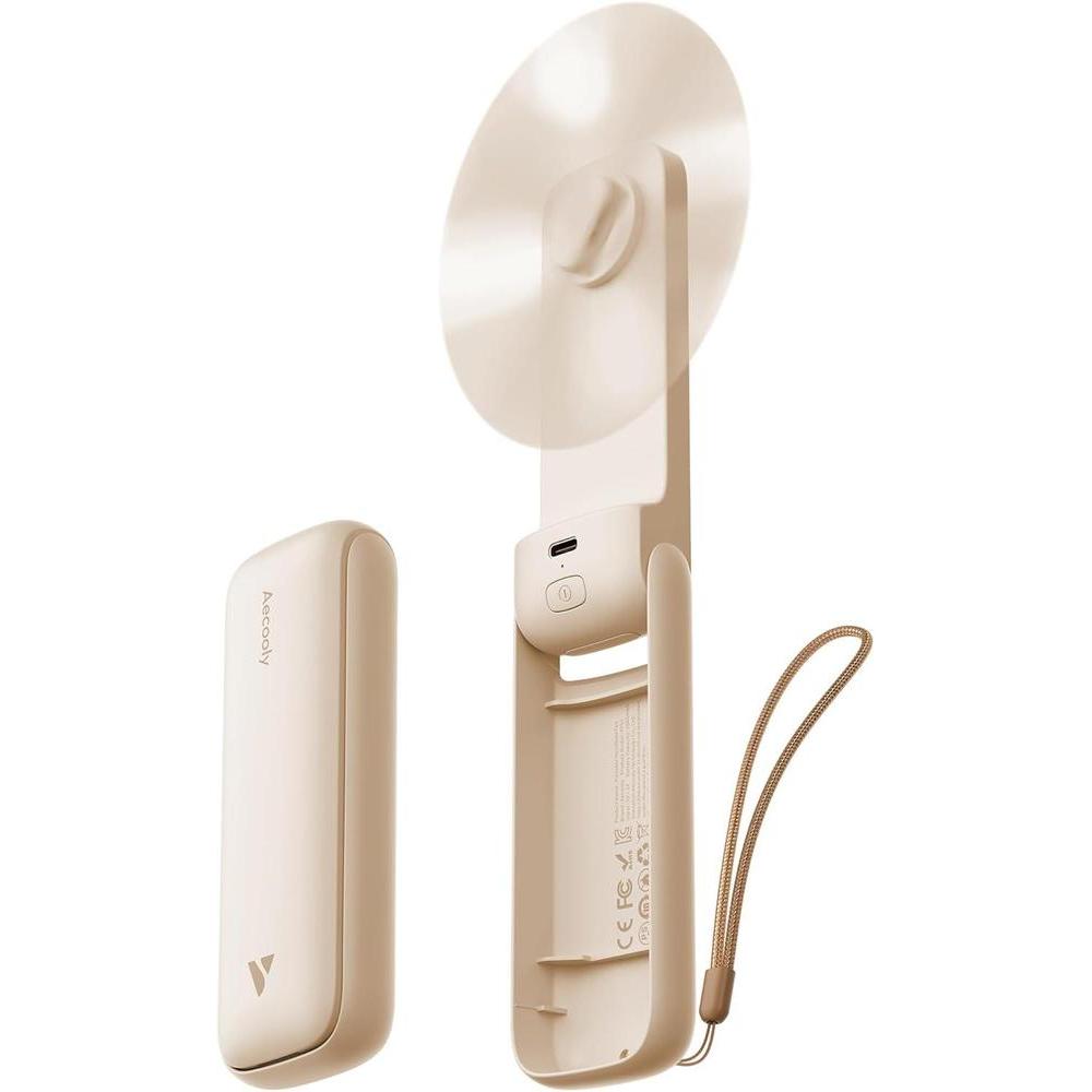 Aecooly Ventilador Portátil Delgado, Ventilador de Mano Fino, Mini Personal Recargable por USB [24H Máx. Tiempo de Enfriamiento]
