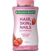 Gomitas Nature's Bounty con biotina para cabello, piel y uñas saludables, sabor a fresa, 200 unidades