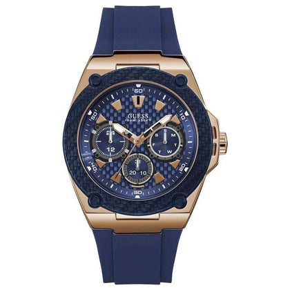 GUESS Reloj para hombre de cuarzo japonés con caja de acero inoxidable y correa de silicona resistente al agua 100 metros
