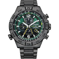Citizen Reloj Eco-Drive Promaster Navihawk A-T para hombre, esfera verde, pulsera de acero inoxidable, modelo AT8227-56X