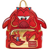 Mochila Loungefly Disney Mulan 25 aniversario Mushu Glitter Cosplay, diseño detallado y calidad premium