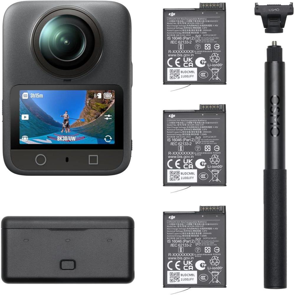 DJI Osmo 360 Adventure Combo, cámara 360 con imagen avanzada, duración extendida, video 8K y Boost, ideal para deportes y vlogs