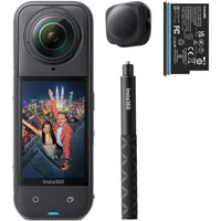 Insta360 X5 Starter Bundle - Cámara de Acción 8K 360° Impermeable, Selfie Stick Invisible, Lentes Reemplazables, Batería Extensa