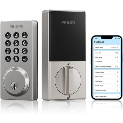 Cerradura inteligente Philips con WiFi integrado, control remoto por app, entrada sin llave y bloqueo automático