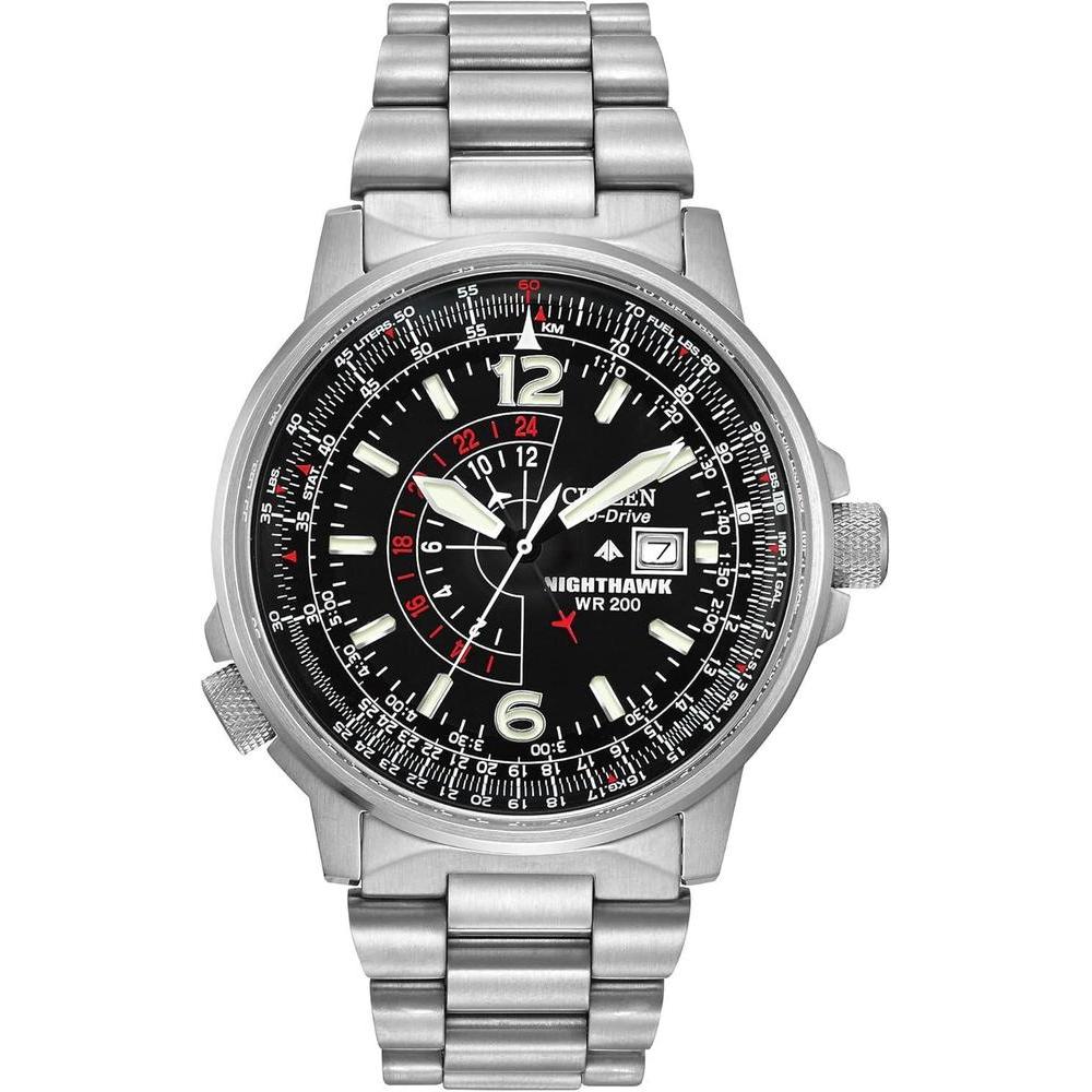 Citizen Reloj Eco-Drive Promaster Air Nighthawk Pilot, de acero inoxidable para hombre, modelo BJ7000-52E, cronógrafo