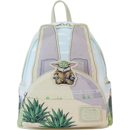 Loungefly The Mandalorian Grogu Stone - Mini mochila que brilla en la oscuridad exclusiva, hecha de cuero vegano