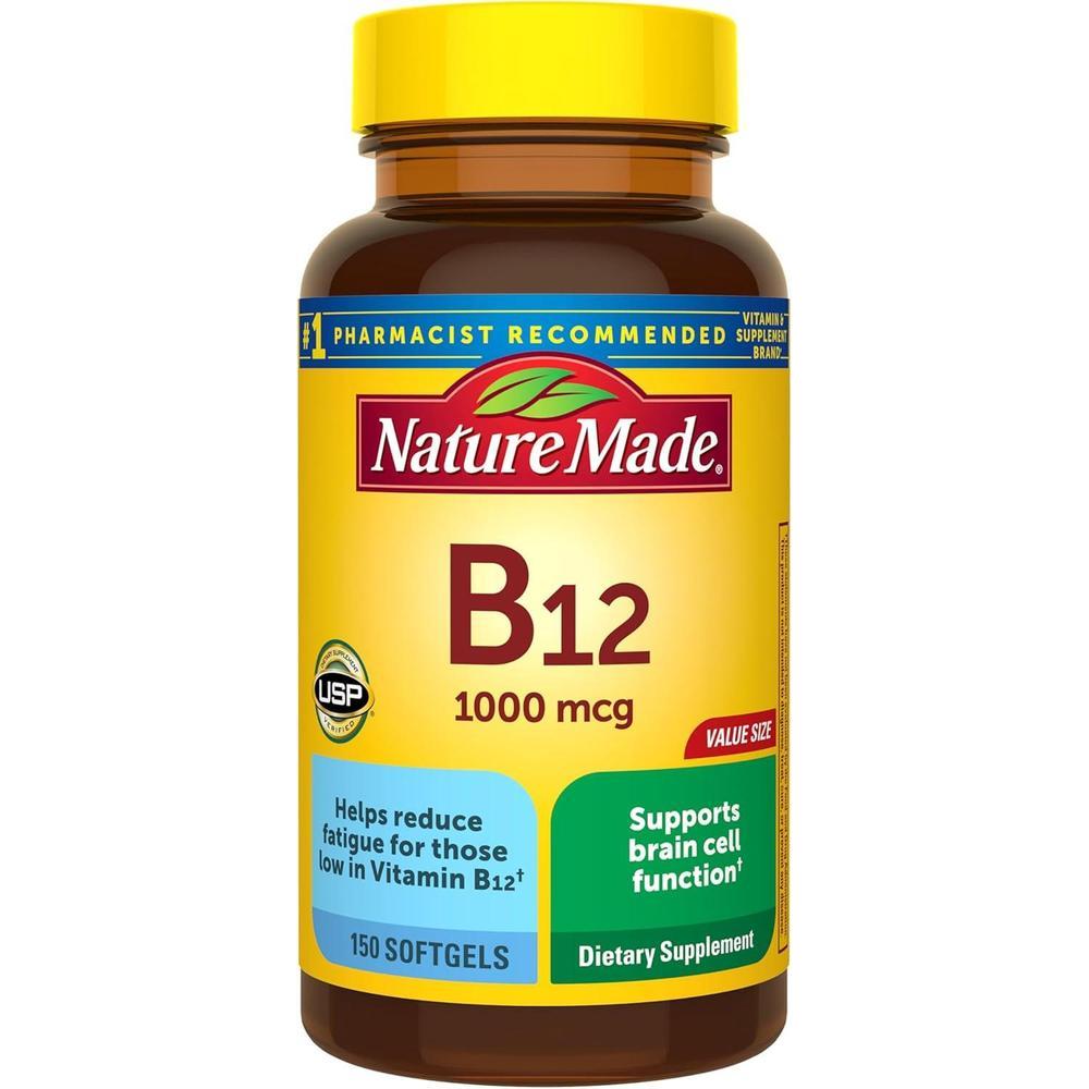 Nature Made Vitamina B12, suplemento dietético para el soporte del metabolismo energético, 150 cápsulas blandas