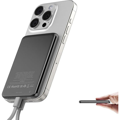 Dbasne Batería portátil: cargador inalámbrico magnético de carga rápida con USB C para iPhone Pro/Pro Max/Mini Series