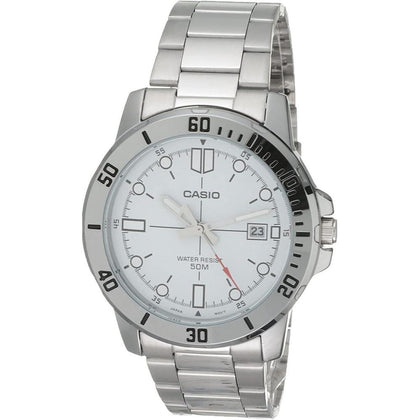 Casio reloj de acero inoxidable estilo buceador para hombre, resistente al agua, con correa de resina y movimiento de cuarzo