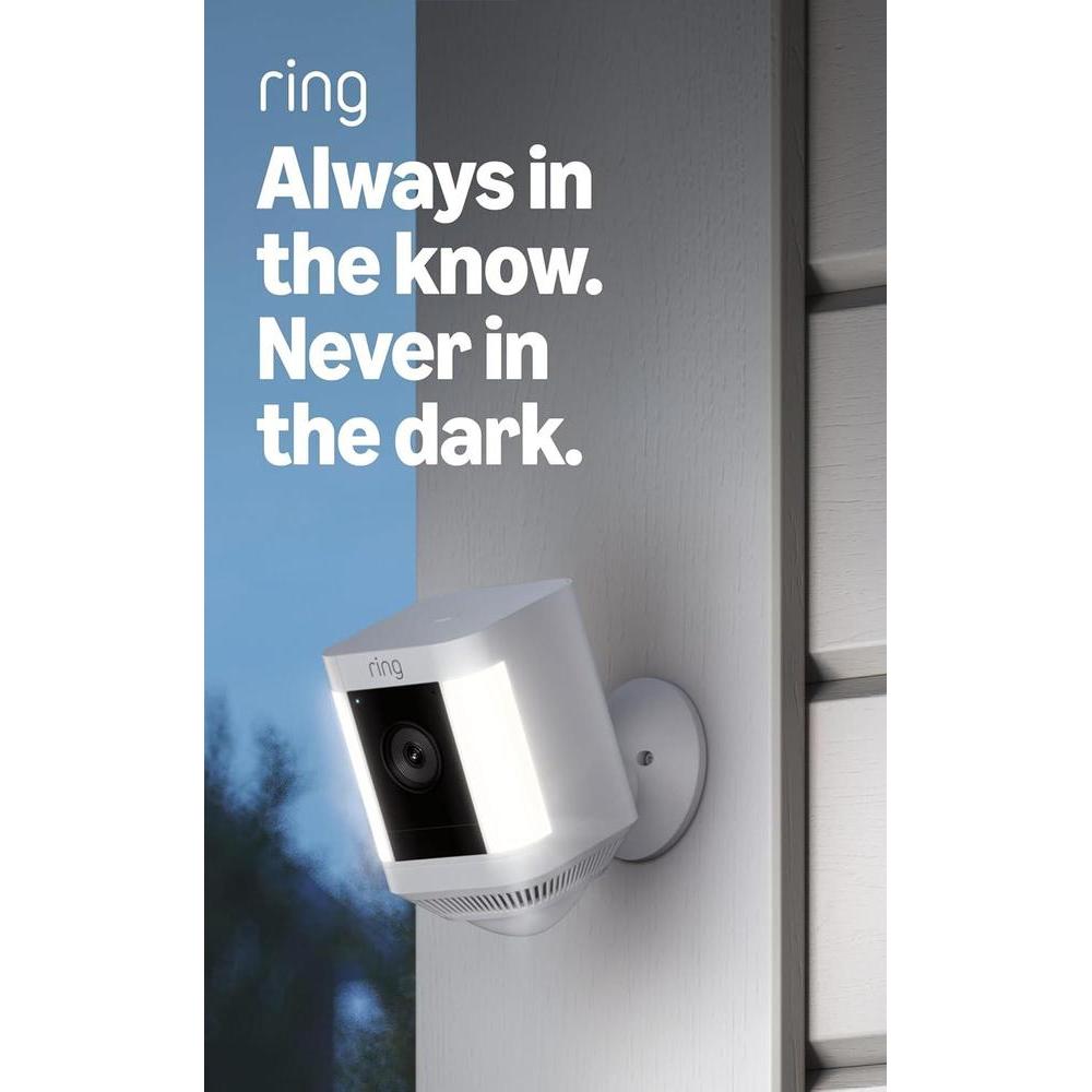 Cámara inalámbrica Ring Plus con luz de enfoque, video HD, comunicación bidireccional, visión nocturna y sirena de seguridad