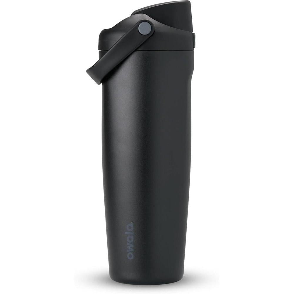 Owala FreeSip Sway de acero inoxidable, botella de agua aislante en color negro, ideal para deportes y actividades al aire libre