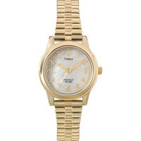 Timex Reloj Essex Ave para mujer en oro con esfera nácar, resistente al agua, tecnología Indiglo, pulsera ajustable