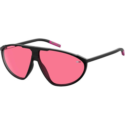Gafas de sol unisex Tommy Jeans TJ 0027/S en negro y rosa oscuro, elegancia y modernidad en un solo accesorio