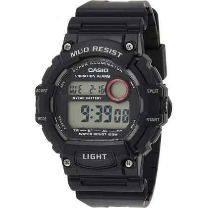 Casio Reloj de cuarzo resistente al barro con correa de resina y cuerpo de acero inoxidable, modelo TRT-110H-1AVCF
