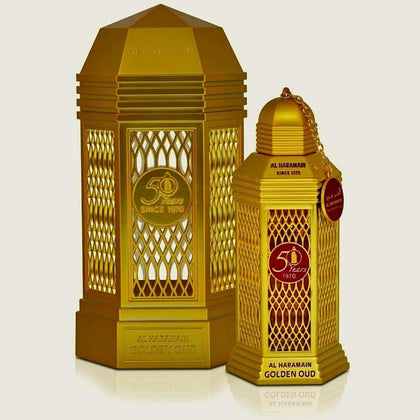 Al Haramain Golden Oud - Perfume unisex elegante con especias ámbar, tomillo y sándalo