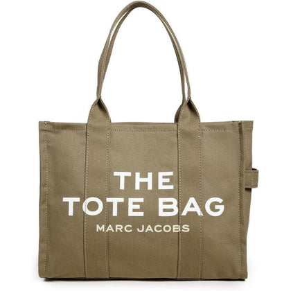 Marc Jacobs The Large Tote Bag bolso de lona para mujer con letras de bloque y parche característico