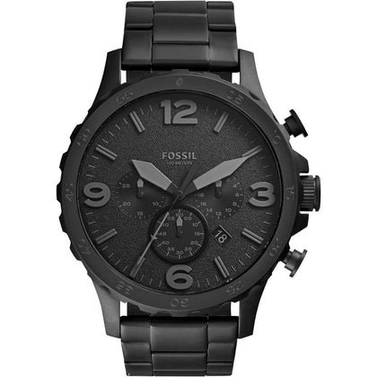 Fossil Nate - Reloj para hombre con esfera de cronógrafo y correa de acero inoxidable o cuero