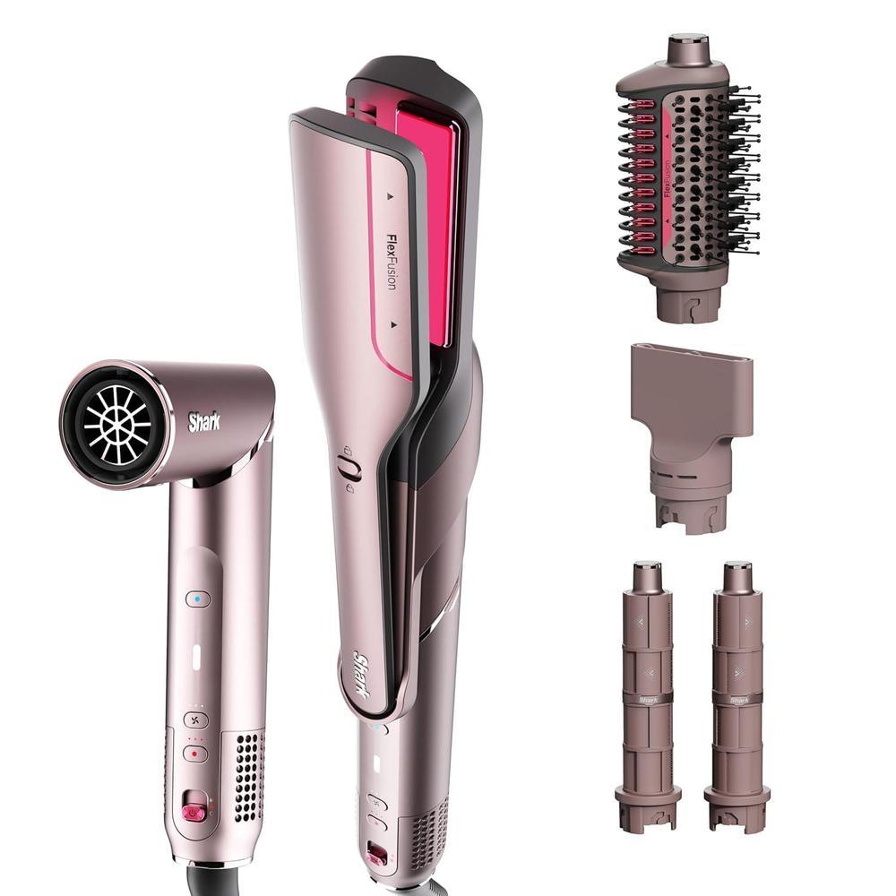Shark FlexFusion: Plancha de pelo y potente secador con cepillo Fusion, estilo de aire cerámico y rizadores automáticos