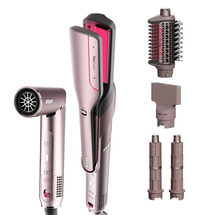 Shark FlexFusion: Plancha de pelo y potente secador con cepillo Fusion, estilo de aire cerámico y rizadores automáticos