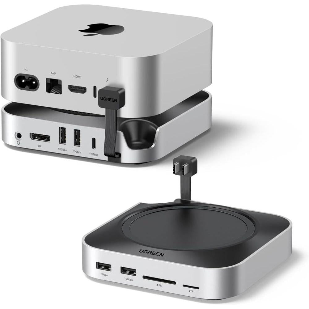UGREEN Dock con Soporte DP Hub para Mac mini M4/M4 Pro 2024, SSD M.2 NVMe, Conectividad 10G, 4K, USB A/C, SD/TF, Audio