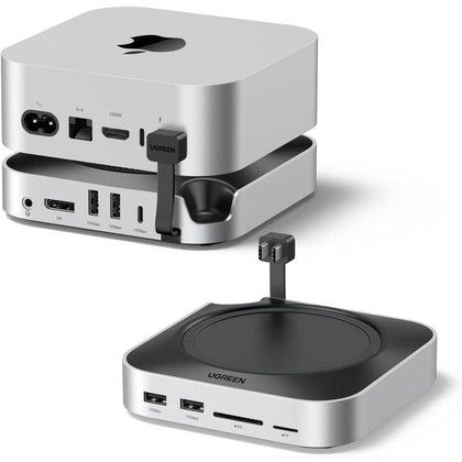 UGREEN Dock con Soporte DP Hub para Mac mini M4/M4 Pro 2024, SSD M.2 NVMe, Conectividad 10G, 4K, USB A/C, SD/TF, Audio