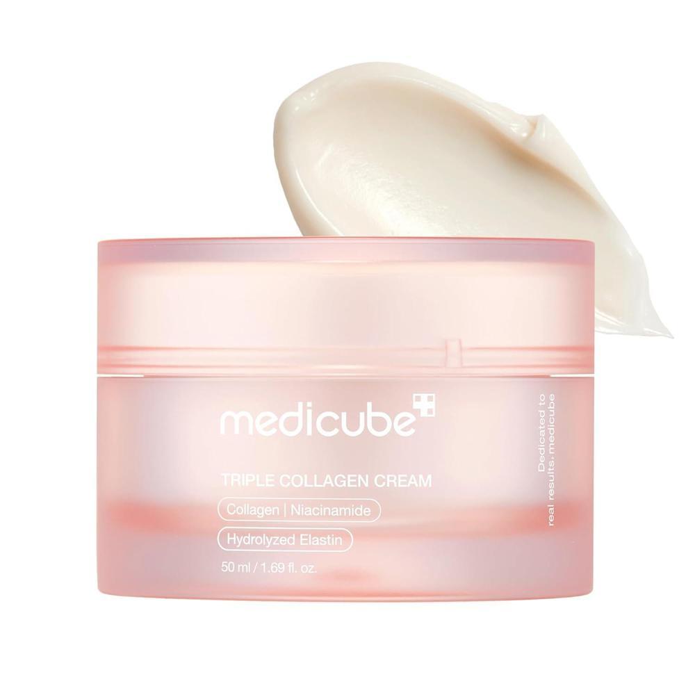 Medicube Crema de Colágeno Triple: Hidratante y Reafirmante con Ácido Hialurónico y Manteca de Karité. Cuidado Coreano