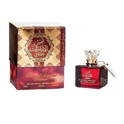 Ard al Zaafaran Shams Al Emarat Khususi Eau de Parfum en espray unisex con notas de vainilla y madera, 100 ml