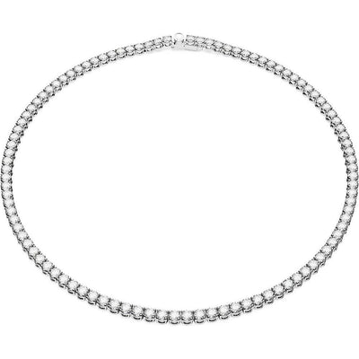 Swarovski Matrix Tennis Necklace con cristales azules brillantes y acabado en rodio