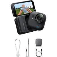 Cámara Insta360 GO Ultra 4K para Vlogging, Manos Libres, Sensor 1/1.28", Peso Ligero, con Batería de 200 Min, Magnética, Negra