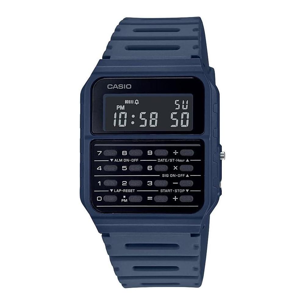 Casio Serie CA53W Vintage Cronómetro Resistente al Agua Calculadora Tiempo Dual Banda de Resina Calendario y Alarma