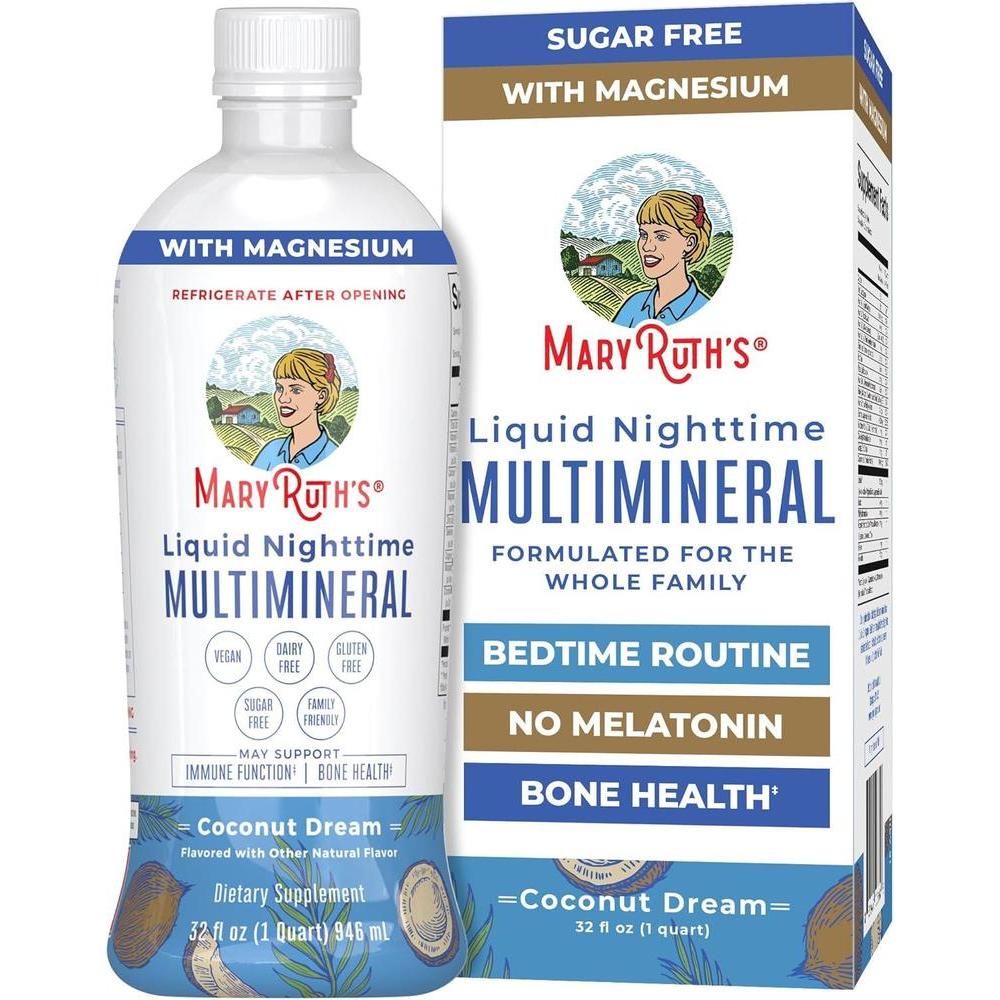 Multimineral líquido natural para dormir, vegano sin melatonina, con magnesio, calcio y vitaminas, sabor coco y sin OMG