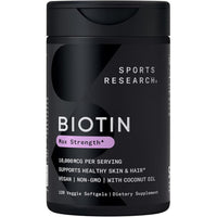Biotina con aceite de coco para piel y cabello, no transgénicos, sin gluten, 120 minicápsulas vegetarianas