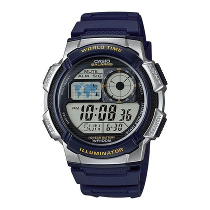 Casio AE1000W Reloj Digital para Hombres con Alarma Múltiple, Temporizador, 10 Años de Batería y Resistente al Agua