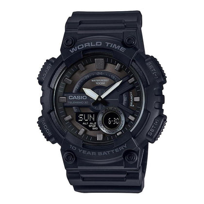 Reloj Casio AEQ110BW para Hombre, Analógico-Digital, Resistente al Agua, Alarma, Cronómetro y Temporizador