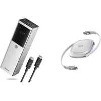 TALIX batería carga rápida 125W, 12800 mAh para laptops, cable retráctil USB-C, cargador PD para MacBook y más