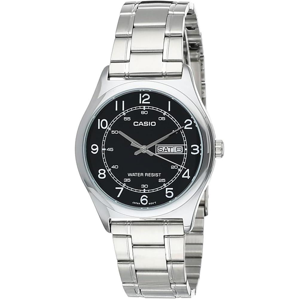 Reloj Casio para hombre de acero inoxidable, esfera negra y función de fecha, modelo MTP-V006D-1B2, diseño casual