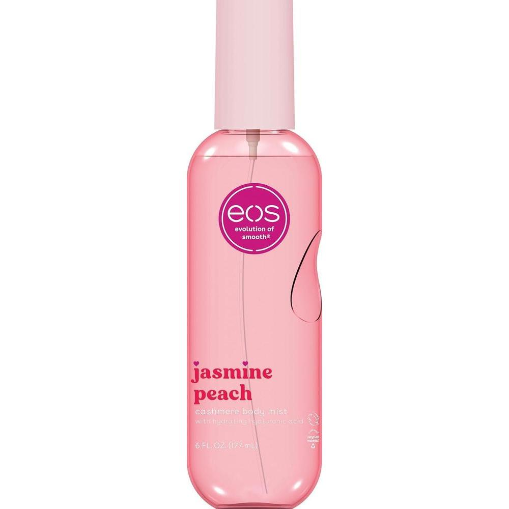 Spray corporal eos de cachemira, aroma jazmín y melocotón, hidratante con ácido hialurónico y glicerina, vegano y cruelty-free